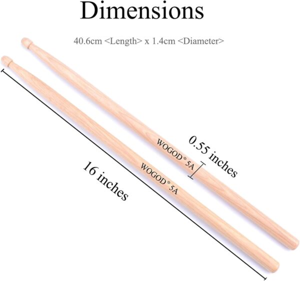 WOGOD 5A Drum Sticks Maple Drumsticks (Two pair) - Image 3