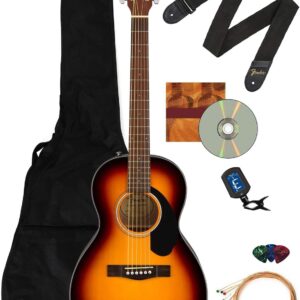 Fender CP-60S Solid Top Parlor Size Acoustic Guitar and Austin Bazaar DVD