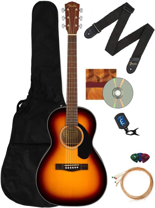 Fender CP-60S Solid Top Parlor Size Acoustic Guitar and Austin Bazaar DVD
