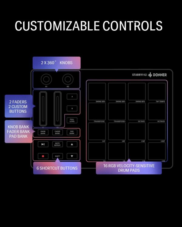 Donner MIDI Pad Beat Maker Machine Professional STARRYPAD - Image 3