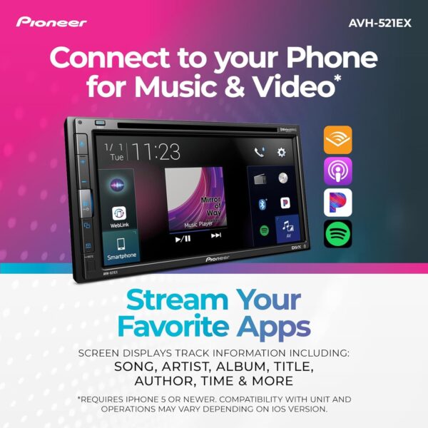 Pioneer AVH-521EX 6.8" Resistive Touchscreen, Double Din - Image 2