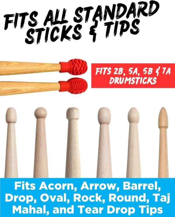 Drumstick Dampeners for Silencing Drumming Practice 4 Pack - Image 2