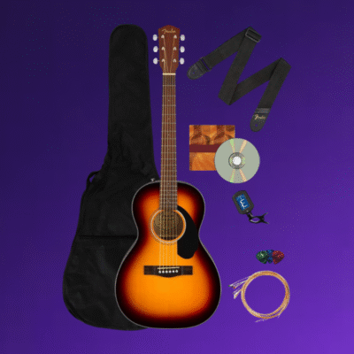 Fender CP-60S Solid Top Parlor Size Acoustic Guitar and Austin Bazaar DVD